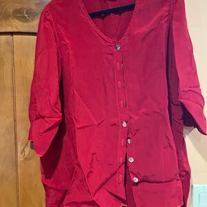Chic Scarlet Button-Up Blouse